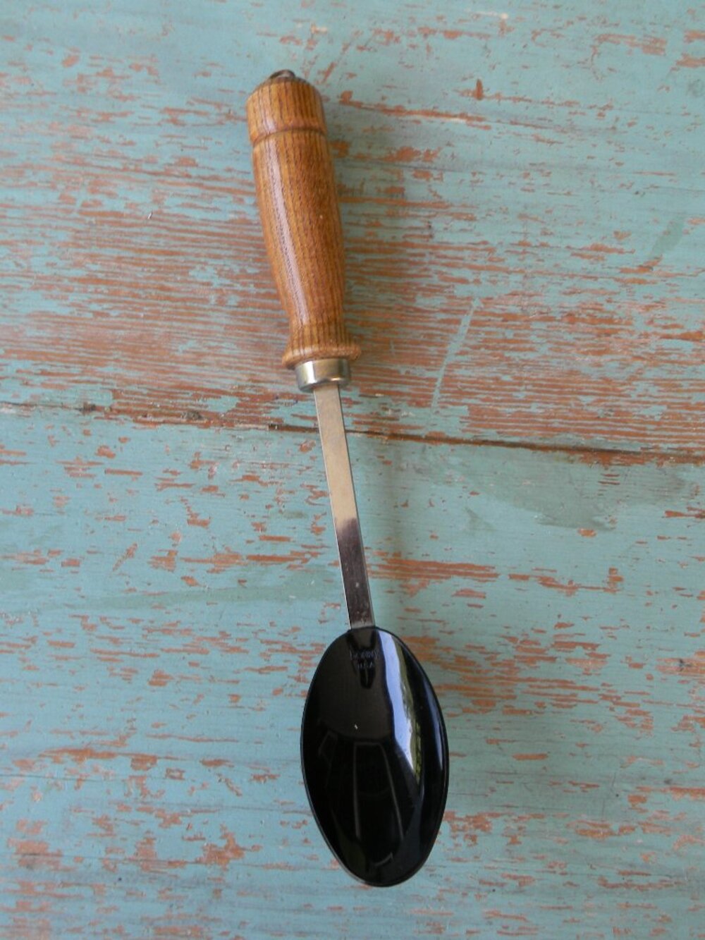 Vintage Bonny BLACK LARGE SPOON WOOD  Handle USA Utensil SERVING